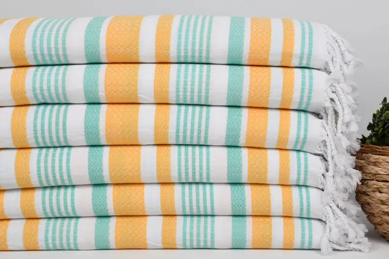 70x40 Cotton Striped Towel, Handwoven Turkish Towel, Custom Gift, Turkish Beach Towel Personalized, Turkish Towel USA, Bride Gift, Gift For Her - 2