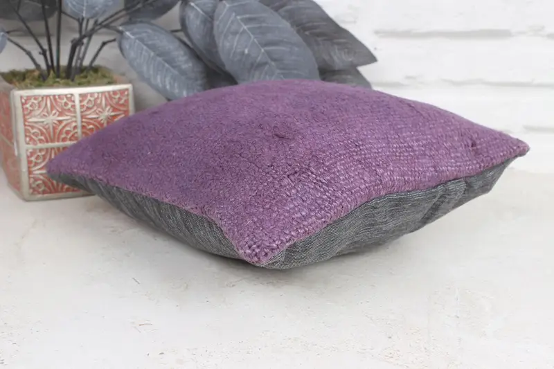 Pillow for Sofa, Pillow for Couch, Turkish Pillow, Boho Chic Cushion Case, 12x12 Purple Cushion Case, Wool Kilim Pillow Pillow Cover, Pillow Case - 6