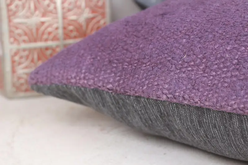 Pillow for Sofa, Pillow for Couch, Turkish Pillow, Boho Chic Cushion Case, 12x12 Purple Cushion Case, Wool Kilim Pillow Pillow Cover, Pillow Case - 7
