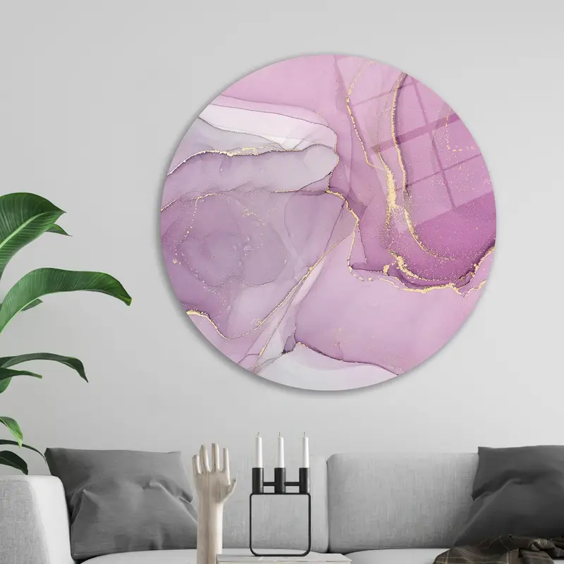 エレガントなプリントガラス: ピンクの大理石とゴールドの現代的なデザイン