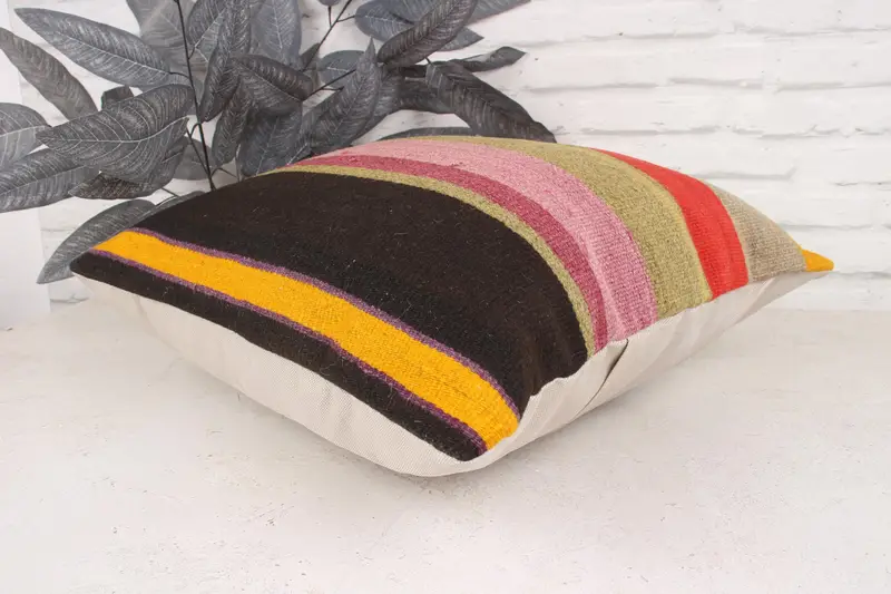 Christmas Pillow Case, Armchair Cushion Cover, Kilim Pillow Cover, Vintage Pillow, 18x18 Orange Pillow Cover, Pillow Sham, Home Decor Pillow - 6