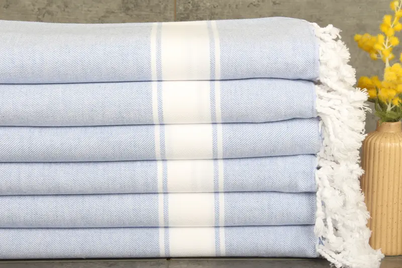 Light Blue Cotton Towel Turkish Beach Towel, 40x71 Inches