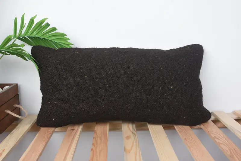 Boho Pillow Sham Cover, Cushion, Kilim Cushion Sham, Retro Pillow Case, Throw Kilim Pillow, Colorful Pillow Sham, 12x24 Brown Cushion - 1