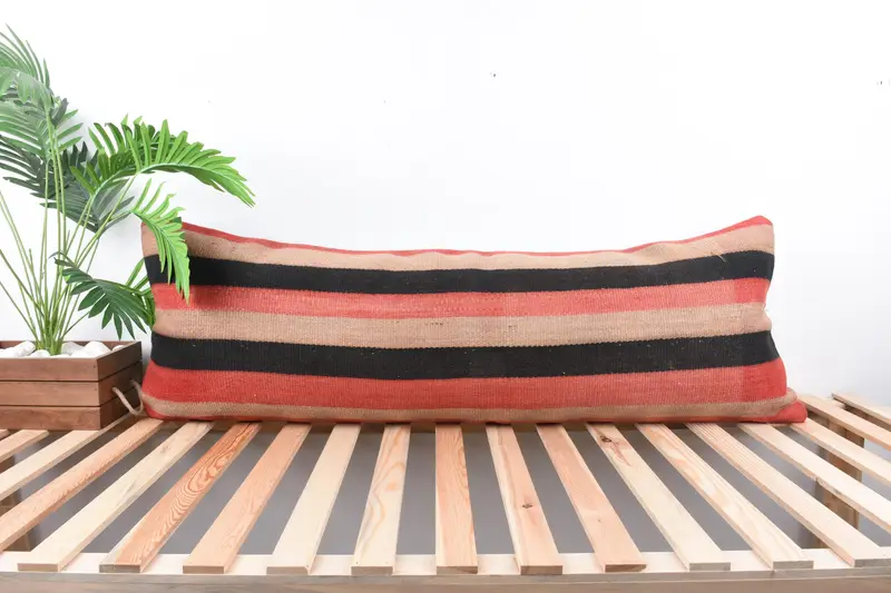 Boho yastık sahte kapak, yastık kılıfı, 16x48 kahverengi yastık, ev dekorasyonu yastığı, açık destek yastığı sahte, kanepe için yastık, güneybatı yastığı - 1
