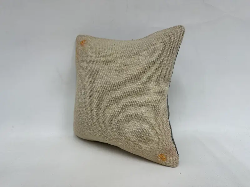 18x18 Beige Cushion, Boho Throw Pillow Case, Kilim Cushion Sham, Gift Pillow, Pillow Cover, Handmade Kilim Cushion, Aesthetic Pillow - 4