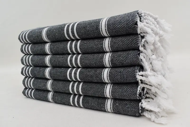 Monogramlı Türk havlu, monogramlı el havlu, iş arkadaşı için hediye, 40x24 pamuklu çizgili havlu, organik havlu, banyo havlu, Türk çay havlu - 3