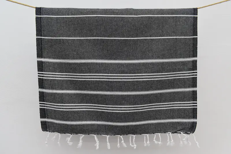Monogramlı Türk havlu, monogramlı el havlu, iş arkadaşı için hediye, 40x24 pamuklu çizgili havlu, organik havlu, banyo havlu, Türk çay havlu - 8