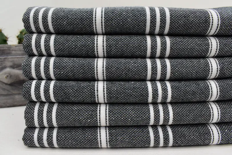 Monogramlı Türk havlu, monogramlı el havlu, iş arkadaşı için hediye, 40x24 pamuklu çizgili havlu, organik havlu, banyo havlu, Türk çay havlu - 2