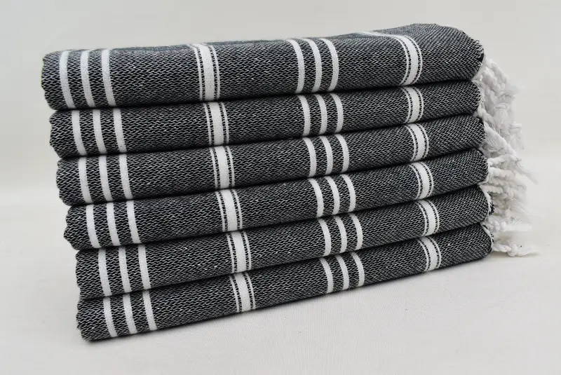 Monogramlı Türk havlu, monogramlı el havlu, iş arkadaşı için hediye, 40x24 pamuklu çizgili havlu, organik havlu, banyo havlu, Türk çay havlu - 4