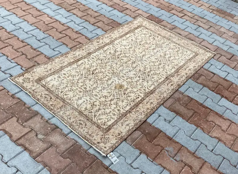 Alfombra floral marrón y beige, decoración elegante de 6,6x3,6 pies