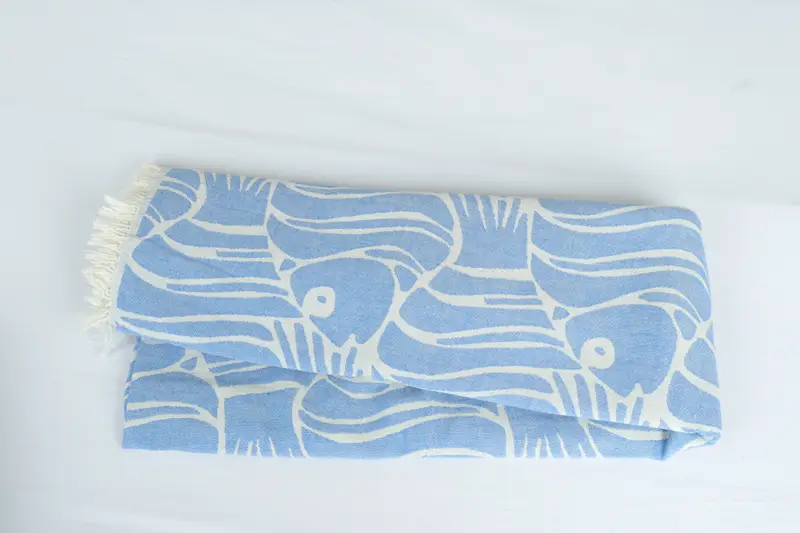 Valentines Gift, Housewarming Gift, 70x60 Cotton Fish Design Towel, Turkish Tablecloth, Bedspread, Turkish Blanket, Wedding Hand Made Gift - 6