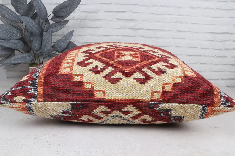 28x28 Red Pillow Cover, Nomadic Pillow Cover, Vintage Pillow, Home Decor Pillow, Boho Pillow Sham Cover, Ottoman Cushion Cover, Cushion - 6