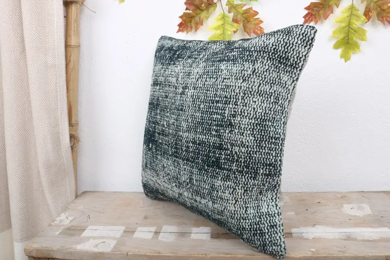 Retro Pillow Sham, 16x16 Blue Cushion Case, Boho Pillow Sham Cover, Cushion, Bolster Pillow Sham, Kilim Pillow, Rustic Pillow Cover, Gift Pillow - 5