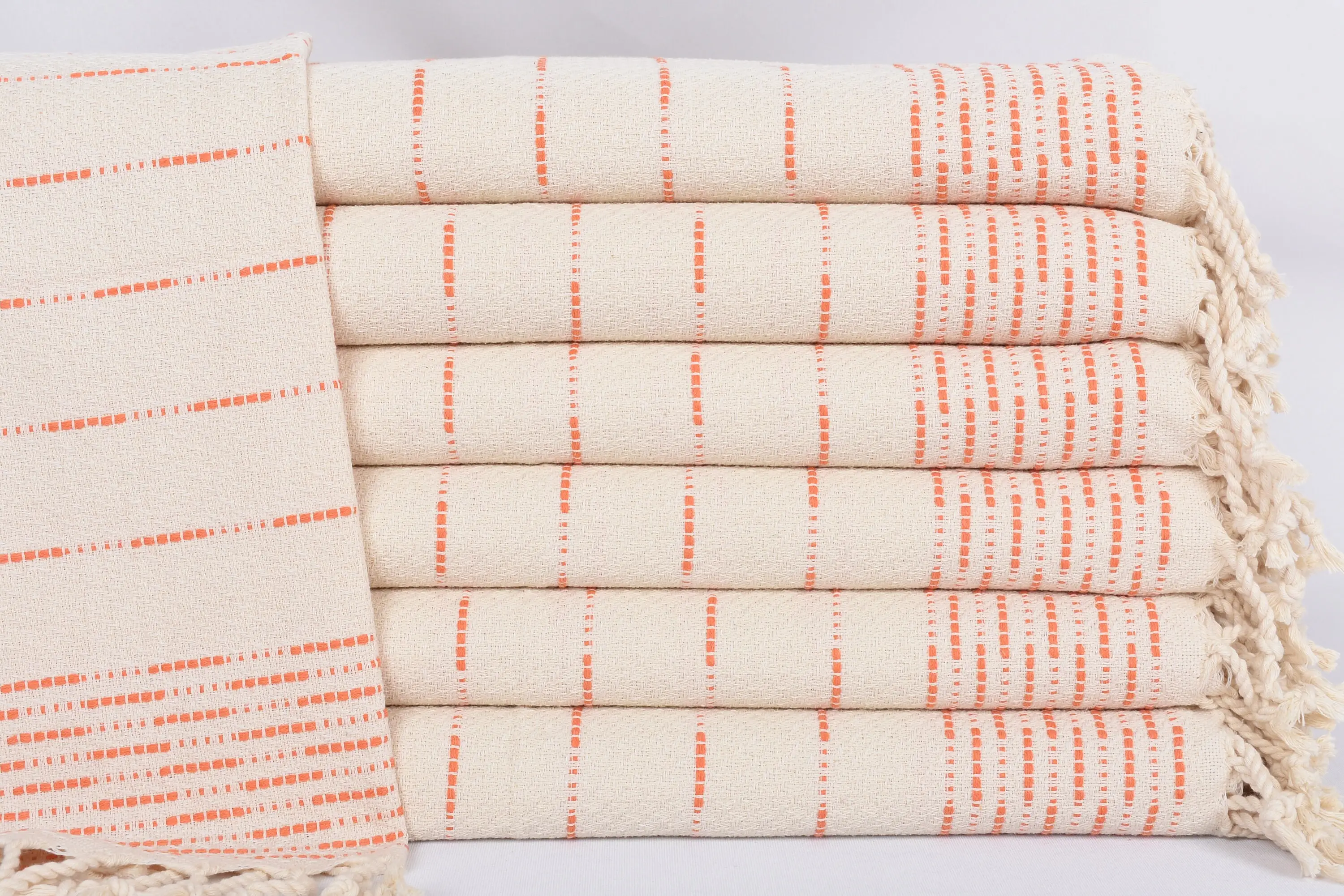 Monogram Hand Towel Orange Striped Design Tea Towel, 36x18 Inches - 1