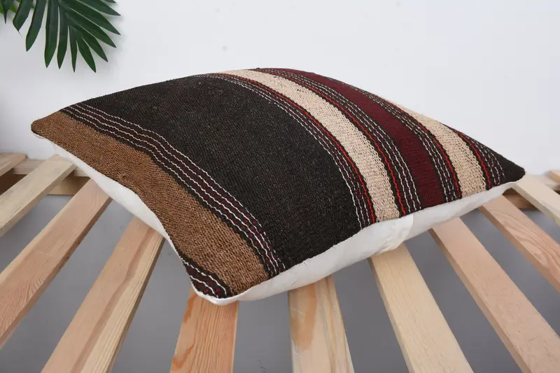 16x16 Brown Pillow, Vintage Pillow, Turkish Pillow, Cushion Cover, Vintage Kilim Throw Pillow, Square Throw Pillow Case, Ethnic Cushion - 6