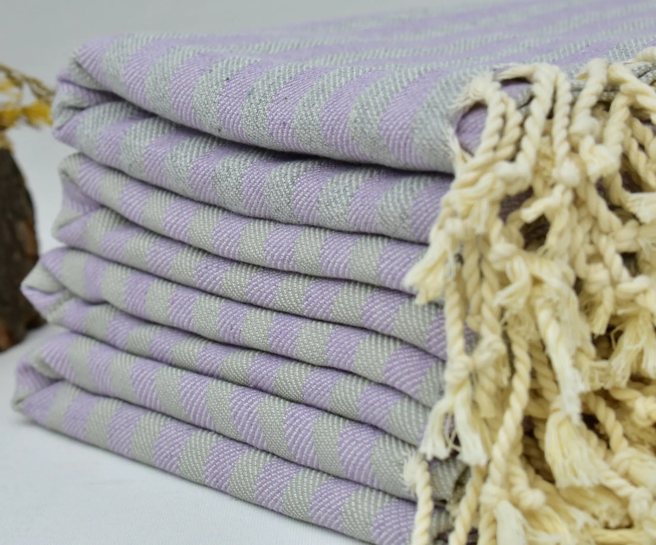 Gift Towel Organic Cotton Hand Towel, Lilac Striped, 70x36 Inches - 1