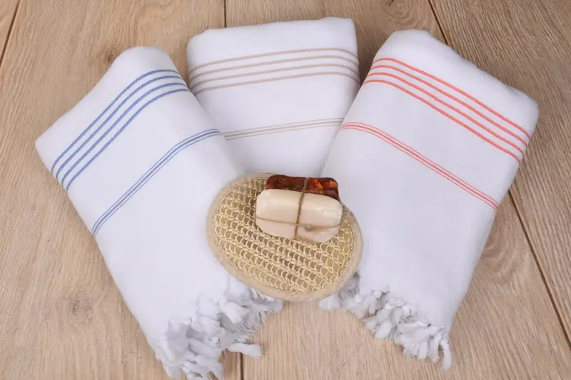 Striped Terry Towel Organic Cotton Beige, 67x36 Inches