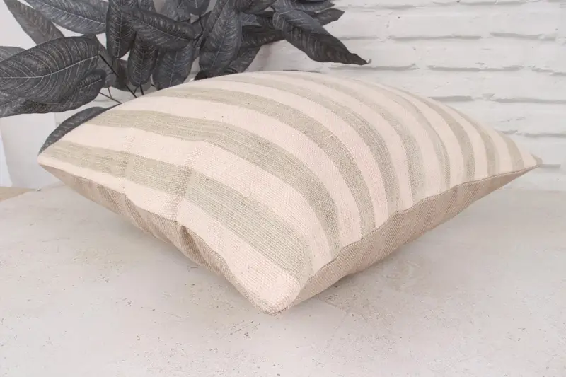 Handmade Pillow Case, Bolster Cushion, Turkish Kilim Pillow, Kilim Pillow Cover, 18x18 Brown Pillow Cover, Pillow, Boho Pillow - 6