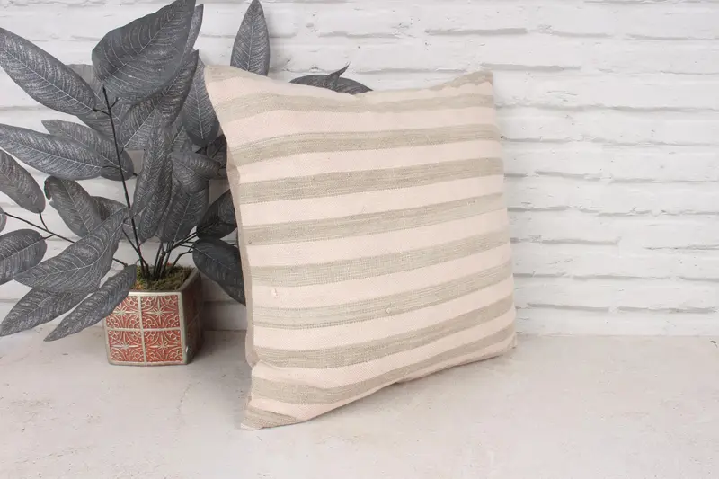 Handmade Pillow Case, Bolster Cushion, Turkish Kilim Pillow, Kilim Pillow Cover, 18x18 Brown Pillow Cover, Pillow, Boho Pillow - 3