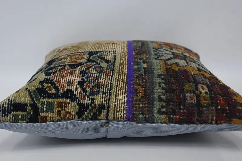Cushion Case, Turkish Pillow, Authentic Pillow Cover, Kilim Cushion Sham, Toss Cushion Cover, 16x16 Beige Pillow Sham, Boho Pillow - 5