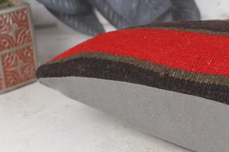 Handmade Kilim Cushion, Pillow, Turkish Corner Cushion Case, Designer Throw Cushion Cover, 8x16 Red Pillow Sham, Vintage Pillow, Boho Pillow - 7