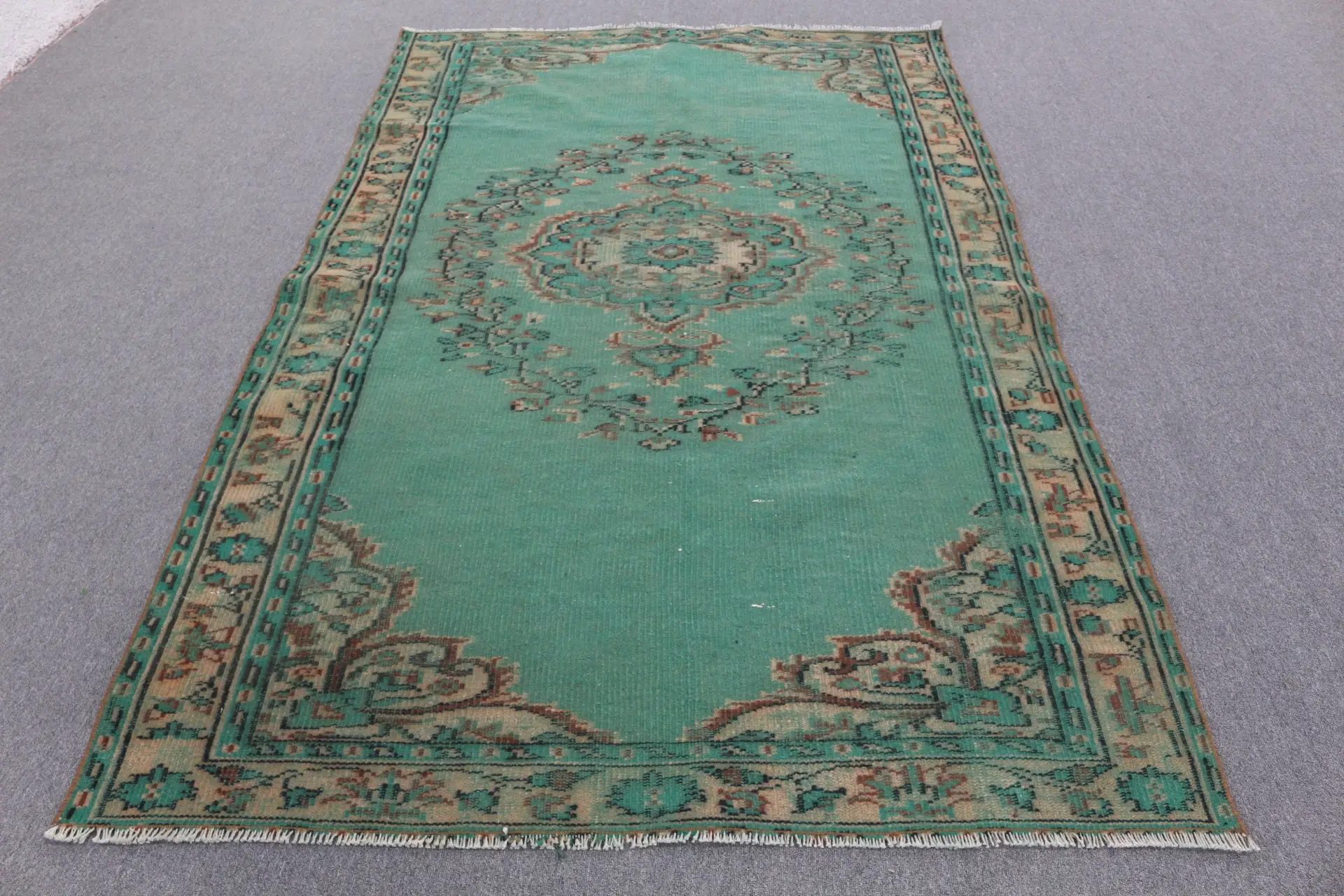 5,2x8,3 ft Vintage Teppich, großer türkischer Teppich, grüner Orientteppich - 1
