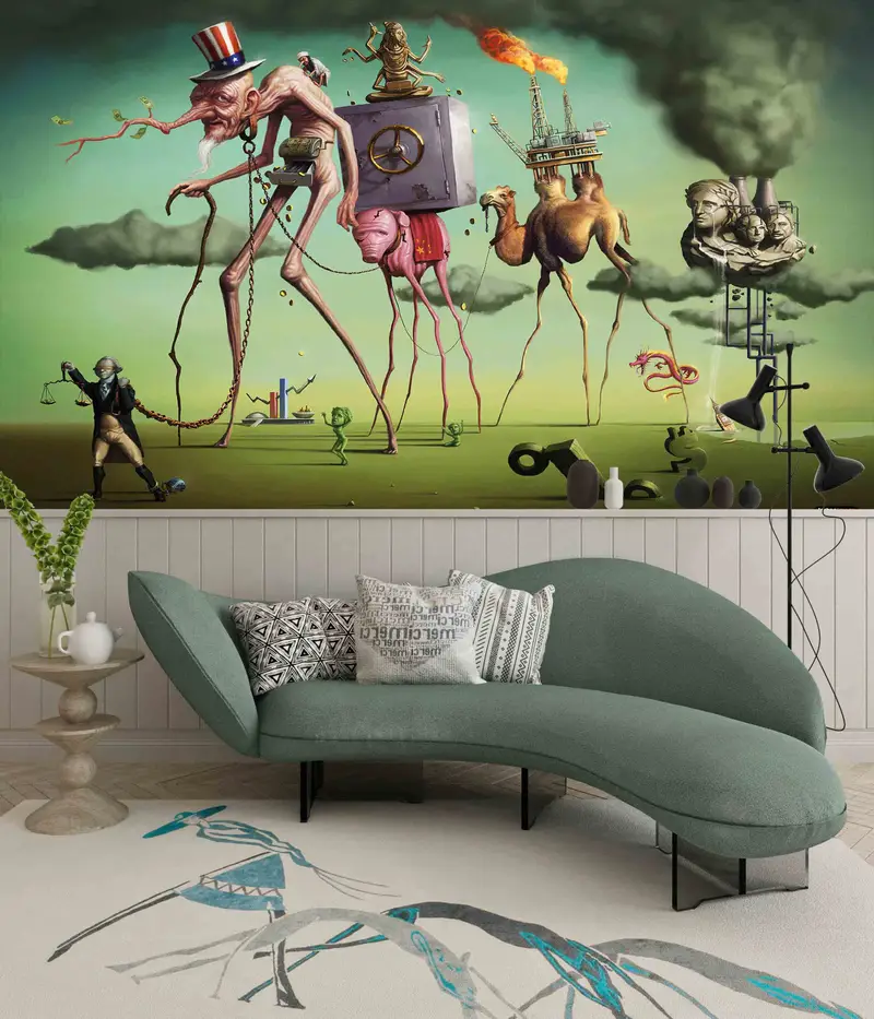 Surrealizm Wall Decals, The American Dream Digital Paper, Salvador Dali The American Dream Wall Stickers, Reproduction Wallpaper, - 8
