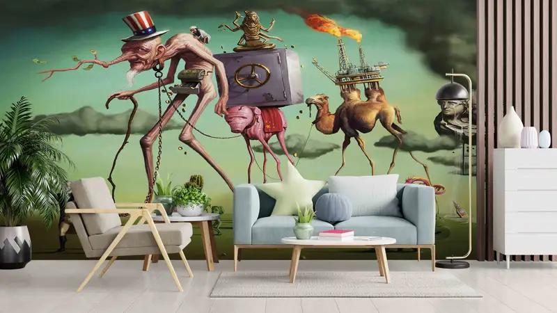 Surrealizm Wall Decals, The American Dream Digital Paper, Salvador Dali The American Dream Wall Stickers, Reproduction Wallpaper, - 3