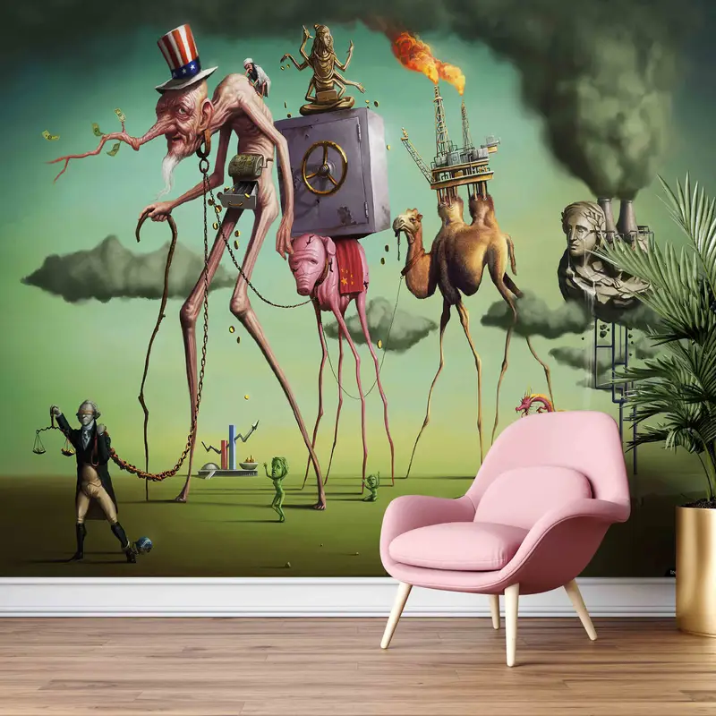 Surrealizm Wall Decals, The American Dream Digital Paper, Salvador Dali The American Dream Wall Stickers, Reproduction Wallpaper, - 2