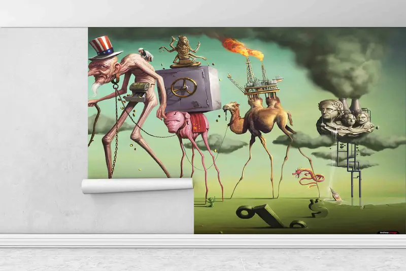 Surrealizm Wall Decals, The American Dream Digital Paper, Salvador Dali The American Dream Wall Stickers, Reproduction Wallpaper, - 7
