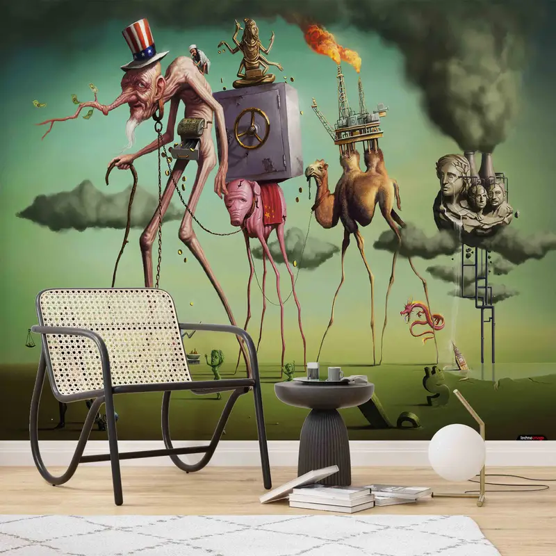 Surrealizm Wall Decals, The American Dream Digital Paper, Salvador Dali The American Dream Wall Stickers, Reproduction Wallpaper, - 4