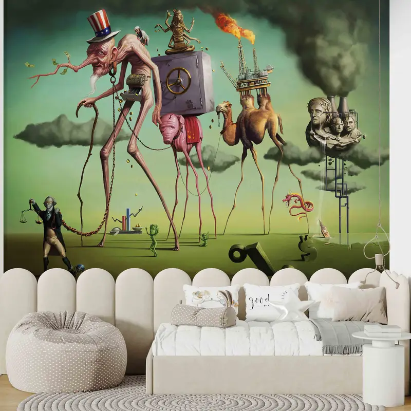Surrealizm Wall Decals, The American Dream Digital Paper, Salvador Dali The American Dream Wall Stickers, Reproduction Wallpaper, - 5