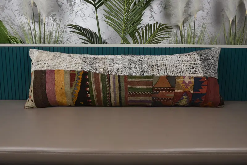 Funda de almohada de lana turca, funda de cojín blanca de regalo de 16x47 pulgadas - 1