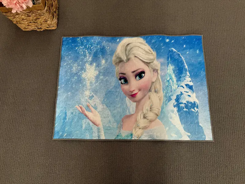 エレガントなアナと雪の女王のプリントラグ、子供用プリンセスルーム用