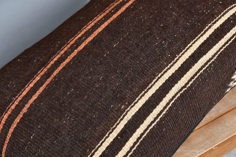 Pillow, Turkish Kilim Pillow, Luxury Cushion, 20x28 Brown Pillow Case, Kilim Pillow, Handwoven Pillow Sham, Vintage Kilim Throw Pillow - 3