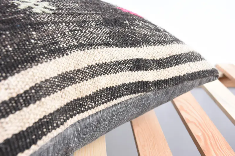 Pillow Cover, Vintage Throw Pillow, Vintage Kilim Throw Pillow, Boho Pillow, 16x24 Brown Cushion Case, Kilim Cushion Sham, Patio Cushion Case - 7