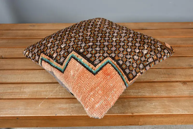 Antique Pillows, 14x14 Orange Cushion, Vintage Kilim Pillow, Pillow Case, Southwestern Pillow Cover, Vintage Kilim Throw Pillow - 2