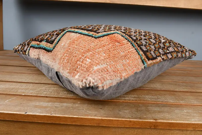 Antique Pillows, 14x14 Orange Cushion, Vintage Kilim Pillow, Pillow Case, Southwestern Pillow Cover, Vintage Kilim Throw Pillow - 4