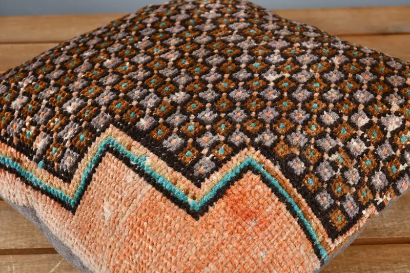 Antique Pillows, 14x14 Orange Cushion, Vintage Kilim Pillow, Pillow Case, Southwestern Pillow Cover, Vintage Kilim Throw Pillow - 3