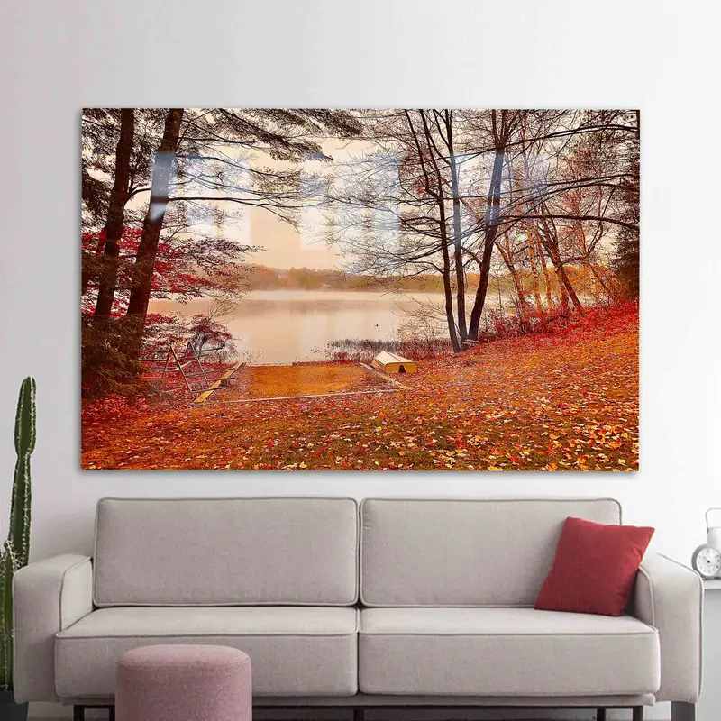 エレガントなプリントガラス：紅葉、自然の風景デザイン