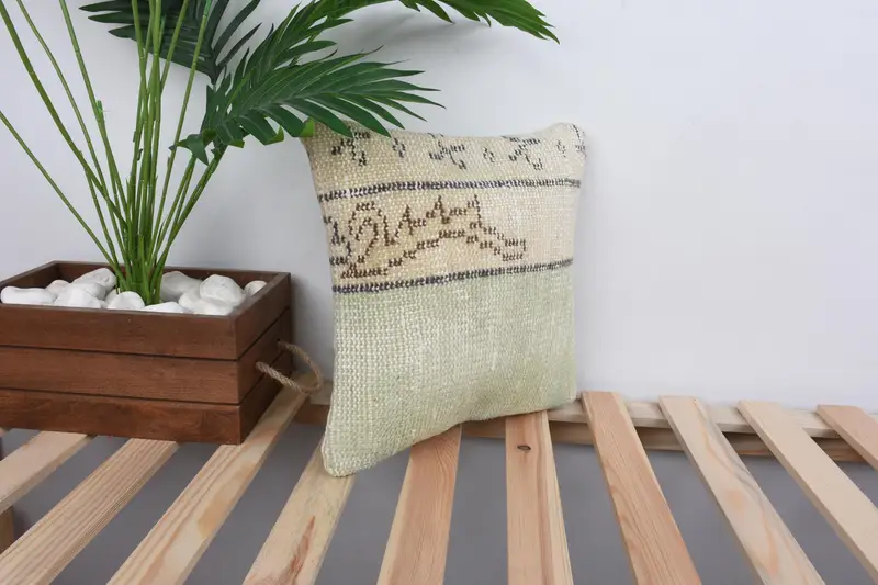 12x12 Green Cushion Case, Turkish Pillow, Cotton Cushion Cover, Vintage Kilim Pillow, Pillow for Couch, Southwestern Pillow Cover, Cushion - 4