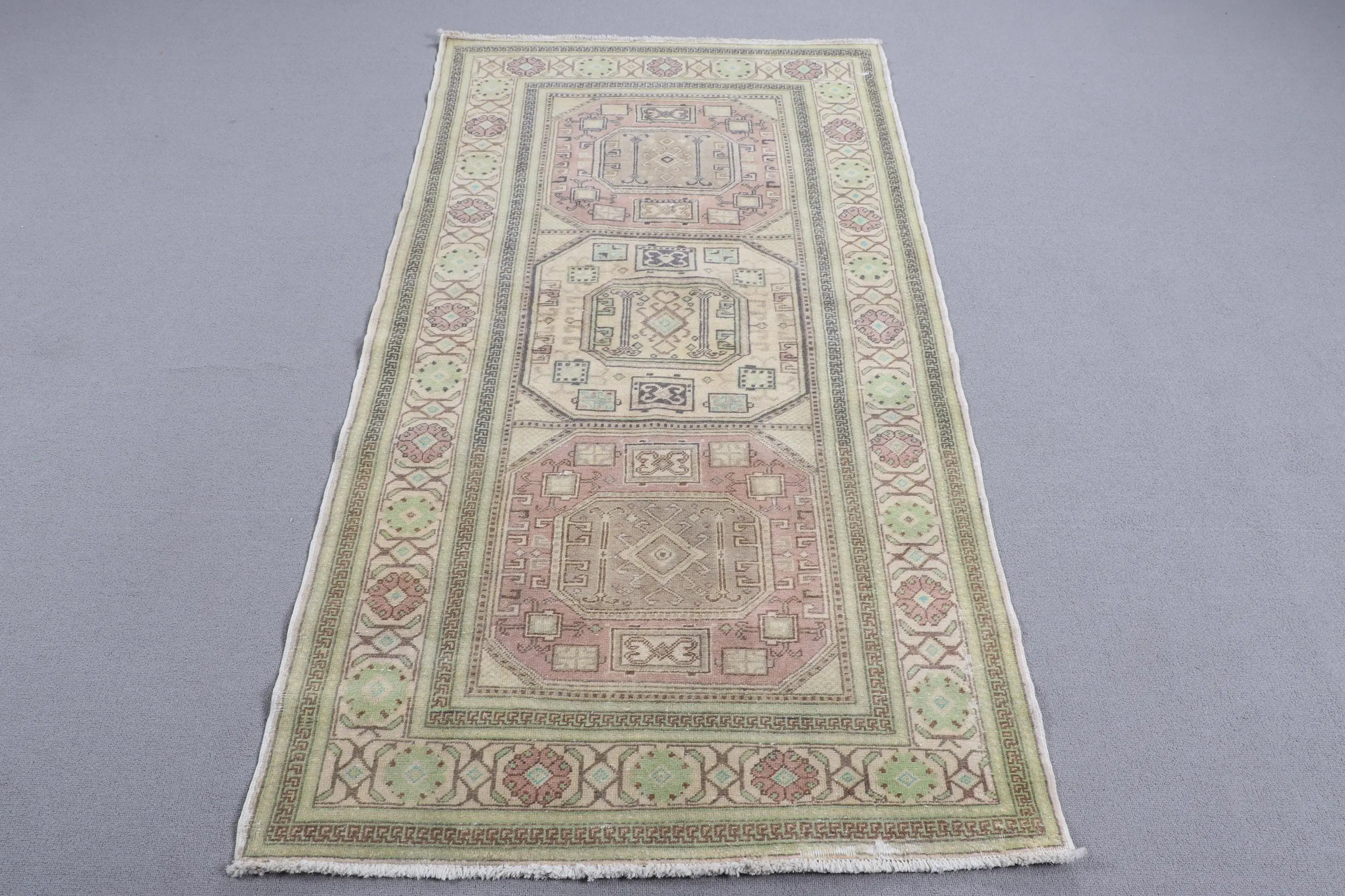 Alfombra turca de 3,2x6 pies, alfombra de acento vintage, alfombra de lana maciza marrón verde - 1