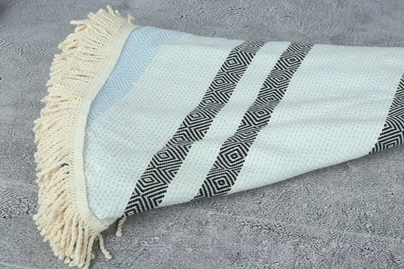 Fouta towel, Best Friend Gift, 64x64 Cotton Round Diamond Towel, Turkish fouta towel for outdoor use, Travel towel, Organic Cotton Towel, Bride Gift - 4