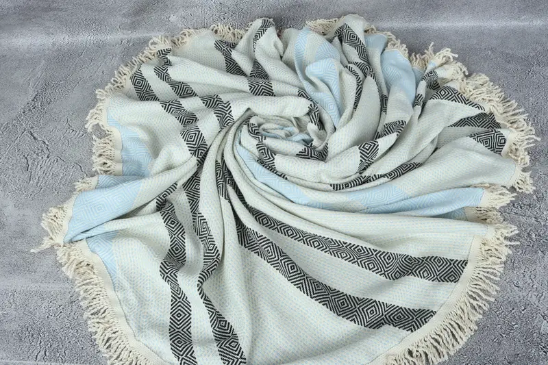 Fouta towel, Best Friend Gift, 64x64 Cotton Round Diamond Towel, Turkish fouta towel for outdoor use, Travel towel, Organic Cotton Towel, Bride Gift - 1