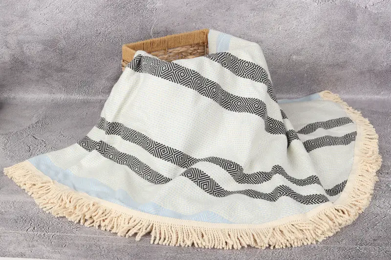 Fouta towel, Best Friend Gift, 64x64 Cotton Round Diamond Towel, Turkish fouta towel for outdoor use, Travel towel, Organic Cotton Towel, Bride Gift - 6