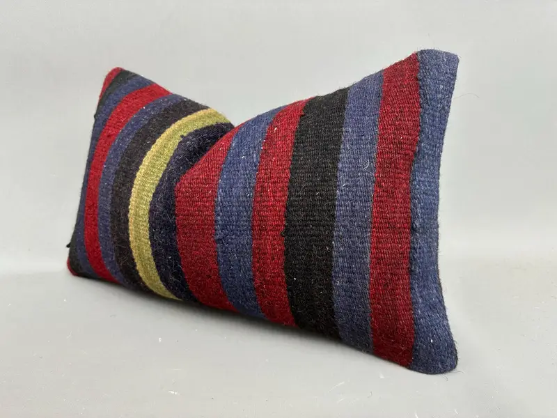 Car Cushion Case, Meditation Pillow Cover, 12x20 Purple Cushion Case, Interior Designer Pillow, Antique Pillows, Vintage Kilim Pillow, Pillow Sham - 3