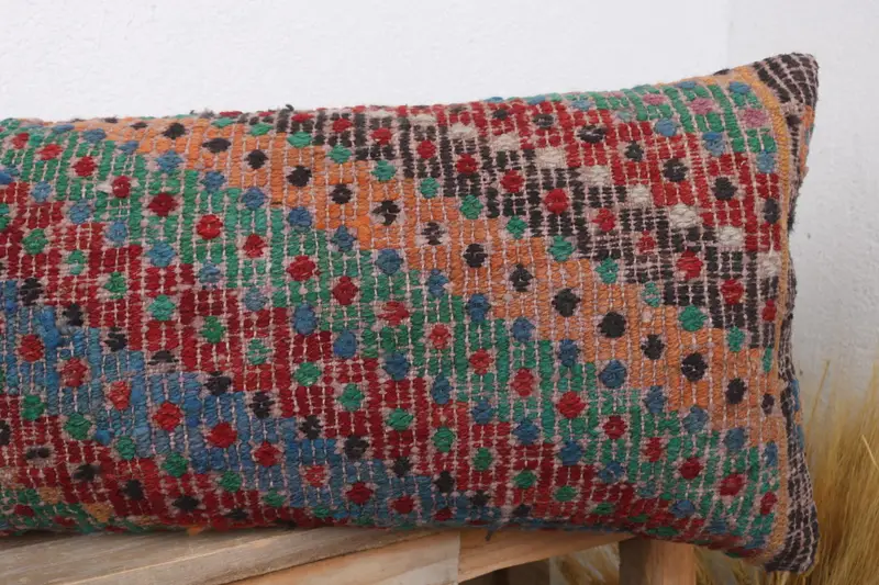Floor Pillow, Turkish Kilim Pillow, 12x36 Red Pillow Case, Pillow for Sofa, Pillow Sham, Outdoor Bolster Pillow Case, Turkish Pillow - 5