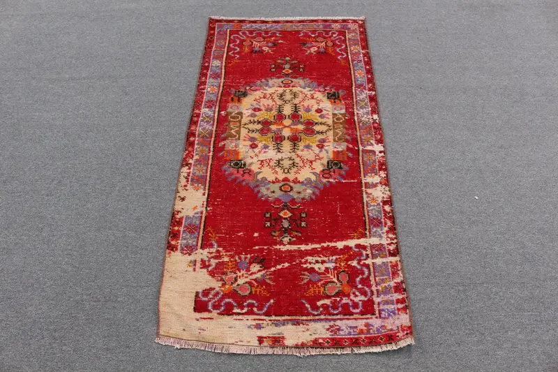 Türk Vintage Halısı 2,5x5,2 ft (76x157 cm), Oushak Kırmızı Oryantal Halı - 1