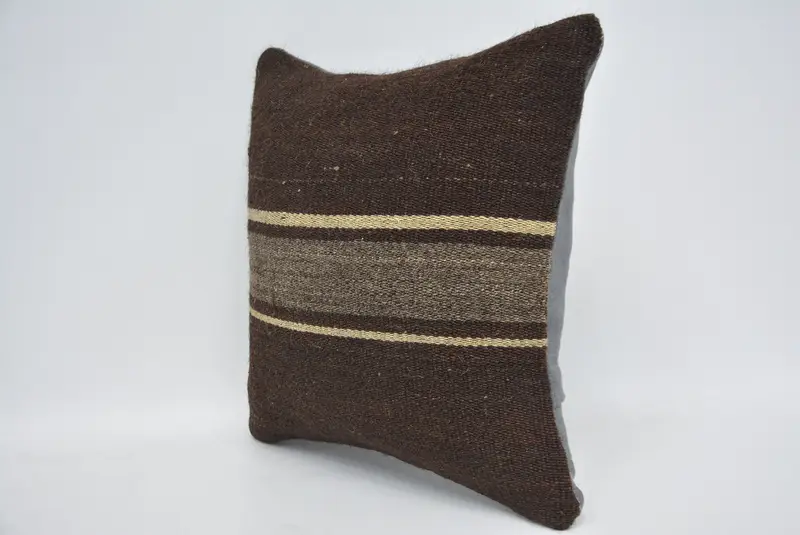 14x14 Brown Cushion Case, Vintage Kilim Pillow, Cushion Cover, Ethnical Kilim Rug Pillow, Meditation Pillow Cover, Home Decor Pillow - 4