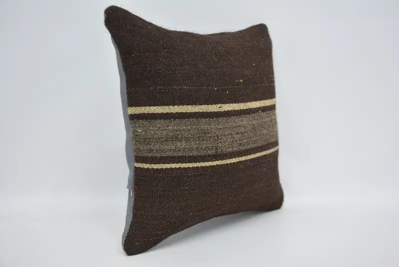 14x14 Brown Cushion Case, Vintage Kilim Pillow, Cushion Cover, Ethnical Kilim Rug Pillow, Meditation Pillow Cover, Home Decor Pillow - 3